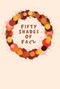 Fifty 50 shades of autumn vector drops of watercolor paint