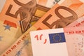 Fifty and ten euro money Royalty Free Stock Photo