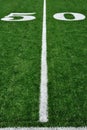 Fifty Yard Line on American Football Field Royalty Free Stock Photo