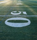 Fifty Yard Line On an American Football Field Royalty Free Stock Photo