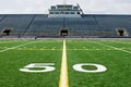 Fifty Yard Line with Bleachers Royalty Free Stock Photo