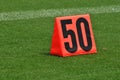 Fifty Yard Line Marker Royalty Free Stock Photo