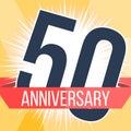 Fifty years anniversary banner. 50th anniversary logo. Vector illustration.