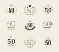 Fifty years anniversary celebration logotype. 50th anniversary logo set. Royalty Free Stock Photo