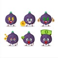 Fig cartoon character with cute emoticon bring money Royalty Free Stock Photo