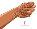 Fig fico hand sign, African ethnicity, detailed vector illustration.