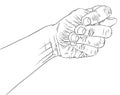 Fig fico hand sign, detailed black and white lines vector illustration, hand drawn. Royalty Free Stock Photo