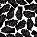 Fig fico hands seamless pattern, black and white vector