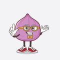 Fig Fruit cartoon mascot character in geek style