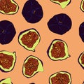 Fig fruit cartoon pattern for banner or postcard