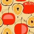 Fig fruits and red apple seamless pattern Royalty Free Stock Photo