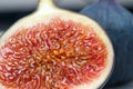 Fig half with seeds macro Royalty Free Stock Photo