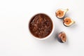 Fig jam bowl top view. Generate Ai Royalty Free Stock Photo