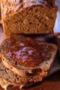 Fig jam on bread slices Royalty Free Stock Photo