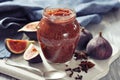 Fig jam in a glass jar Royalty Free Stock Photo