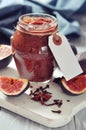 Fig jam in a glass jar Royalty Free Stock Photo