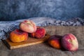 Fig Peaches Sweet And Ripe On Old Board Royalty Free Stock Photo