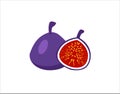 Fig, purple whole fruit and half Royalty Free Stock Photo