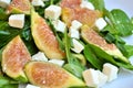 Fig salad with arugula and feta cheese Royalty Free Stock Photo