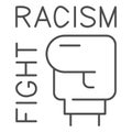 Fight against racism symbol thin line icon, Black lives matter concept, Hand in boxing glove sign on white background Royalty Free Stock Photo