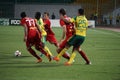 Fight for the ball in the match kuban - rubin russian premier league