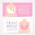 Fight breast cancer awarebess month with Women wear bra and pink ribbon sign vector design