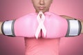 Fight for Breast Cancer symbol on pink background