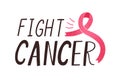 Fight cancer handwritten lettering. Women oncological disease awareness campaign slogan. Motivational typography and