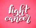 Fight cancer lettering for t-shirts, posters and wall art. Feminist sign handwritten. Template tagline for breast cancer