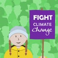 Fight climate change greeting card of girl protest