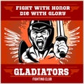 Fight club emblem with gladiator