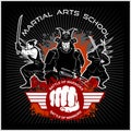 Fight Club print with samurai and katana. MMA logo.