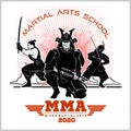 Fight Club print with samurai and katana. MMA logo.