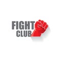 Fight club vector logo with red man fist isolated on white background. MMA Mixed martial arts design template Royalty Free Stock Photo