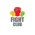 Fight club vector logo with red man fist isolated on white background. MMA Mixed martial arts design template Royalty Free Stock Photo