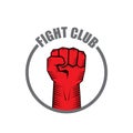 Fight club vector logo with red man fist isolated on white background. MMA Mixed martial arts design template Royalty Free Stock Photo