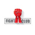 Fight club vector logo with red man fist isolated on white background. MMA Mixed martial arts design template Royalty Free Stock Photo