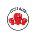 Fight club vector logo with red man fist isolated on white background. MMA Mixed martial arts design template Royalty Free Stock Photo