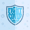 Together Fight Corona Virus Disease COVID-19, protection shield text wrap illustration