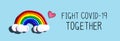 Fight Covid-19 Together message with rainbow and heart Royalty Free Stock Photo