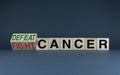 Fight and Defeat cancer. Cubes form the words Fight cancer and Defeat cancer