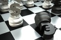 A fight between dollar end euro chess pieces Royalty Free Stock Photo