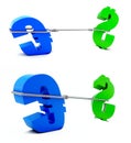 Fight of euro and dollar Royalty Free Stock Photo