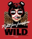 Fight for freedom. Wild thing. Vector hand drawn illustration of girl biting pomade isolated.