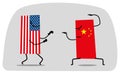 Fight between funny flags of USA and China