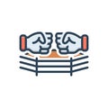 Color illustration icon for fight, athletic and boxing ring