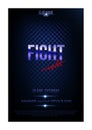 Fight night poster template. Vector golden words on dark blue background.