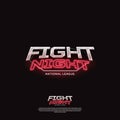 Fight night sign. Modern neon sport logo design.