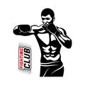 Fight Player logo design vector, boxing logo template, muay thai kick boxing logo vector, Combat Sport and Fitness Emblem with a