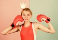 Fight for success. female boxer boxing gloves. girl queen sport champion. be the best. lady winner. Queen of boxing ring